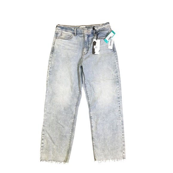 Studio Blue Women's White Peach High Rise Raw Hem Straight Leg Jeans Size 30 - Picture 4 of 9